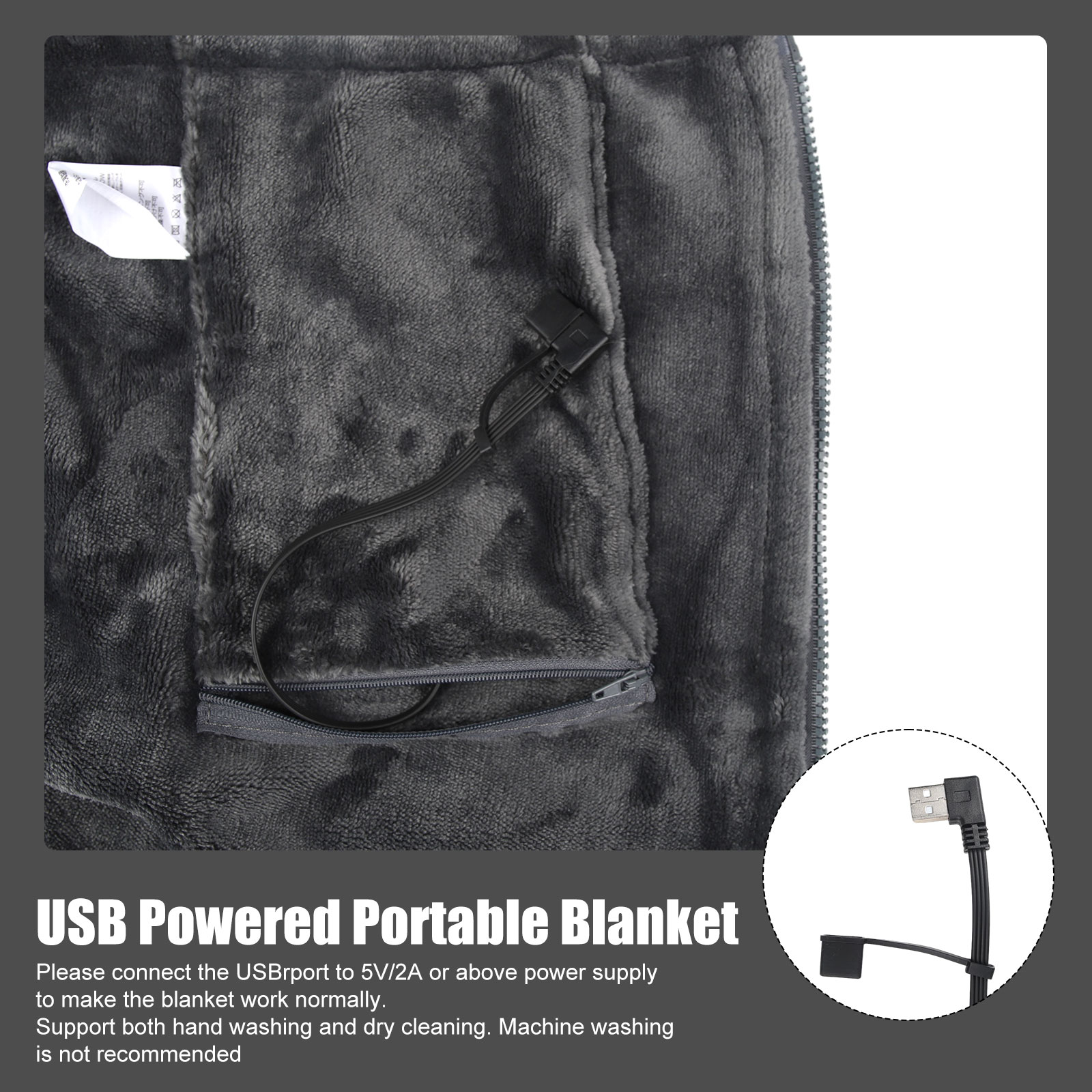 ASKITO Heated Blanket Wearable Shawl, Electric Wrap Poncho Blanket with Zipper, Heating Throw with 3 Heat Settings, Washable, 33"x73", Grey
