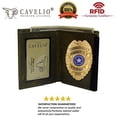 thumbnail image 2 of USA RFID Leather Slim Thin Bifold ID Money Wallet Oval Shape Badge Holder, 2 of 19