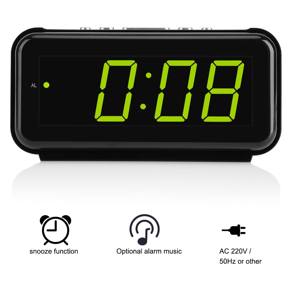 AC220V Electronic Table Digital Alarm Clock Desktop Large LED Display Snooze 