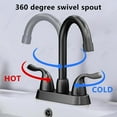 thumbnail image 3 of Matte Black Bathroom Sink Faucet, 2 Handle Bathroom Faucet 4 Inch Centerset Bathroom Faucet 3 Hole with Pop-up Drain and Supply Lines, Stainless Steel 360 Swivel Spout, Lead-Free, 3 of 7