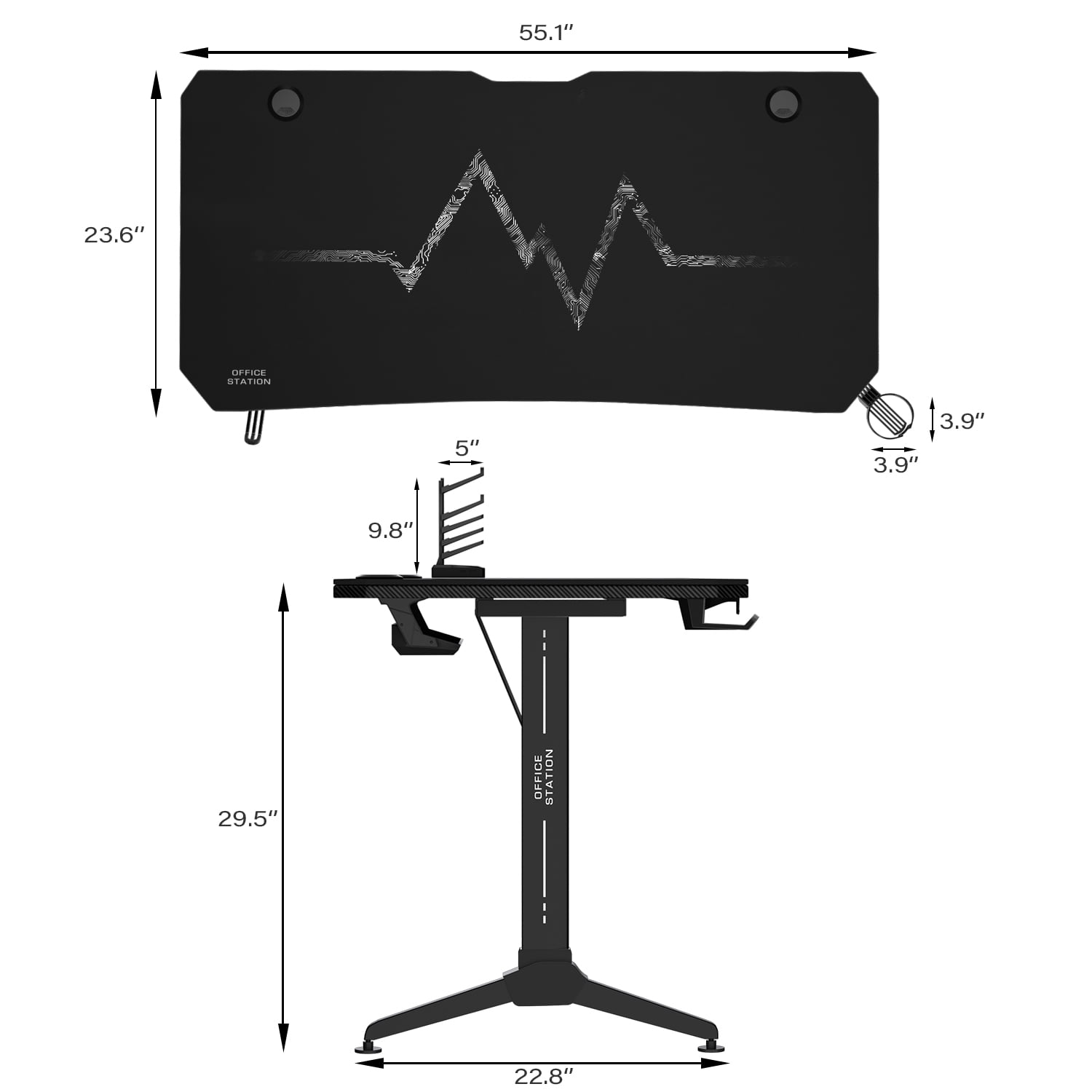 Homall 55 Inch Gaming Desk Y-Shaped PC Computer Gaming