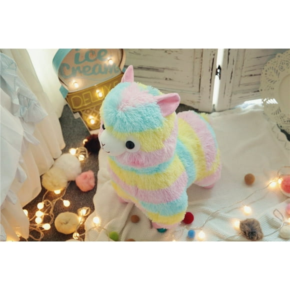 Poupée Alpaga Arc-en-Ciel Lama Câlin 35cm Jouet en Peluche Doux pour Bébé Saint-Valentin Anniversaire Noël Mariage Cadeaux Cadeaux Meilleur Cadeau pour Amis Enfants Adultes Cadeaux d'Anniversaire