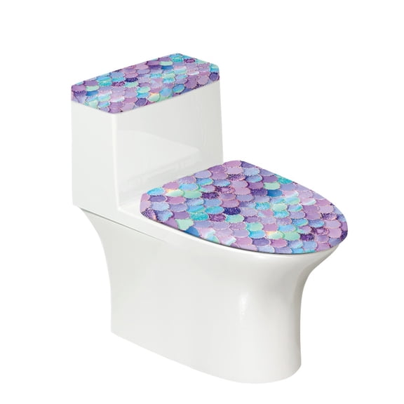 HELLHERO Toilet Top Cover Set, Soft Adjustable Non-Slip, Stylish Gifts Stretch Fits All Toilet Shapes, Iridescent Scale Pattern