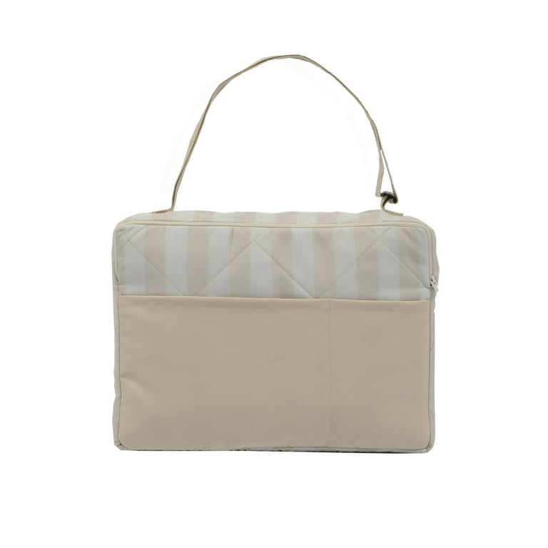 Beach Blanket Sandproof Waterproof Mat - 83"x79" Beige Stripes, With 4 Stakes & Corner Pockets, Lightweight