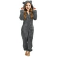 thumbnail image 2 of Conairie Girls Fleece Onesie Pajamas Zip Up Cute Hooded Fuzzy Jumpsuit Fall Winter Warm Cozy Romper Sleepwear One Piece Loungewear with Pocket Grey Size 140, 2 of 4
