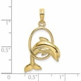 thumbnail image 2 of 10K Yellow Gold Polished Dolphin Jumping Through Hoop Charm (26.2 X 17.3) Made In United States 10k7708, 2 of 5