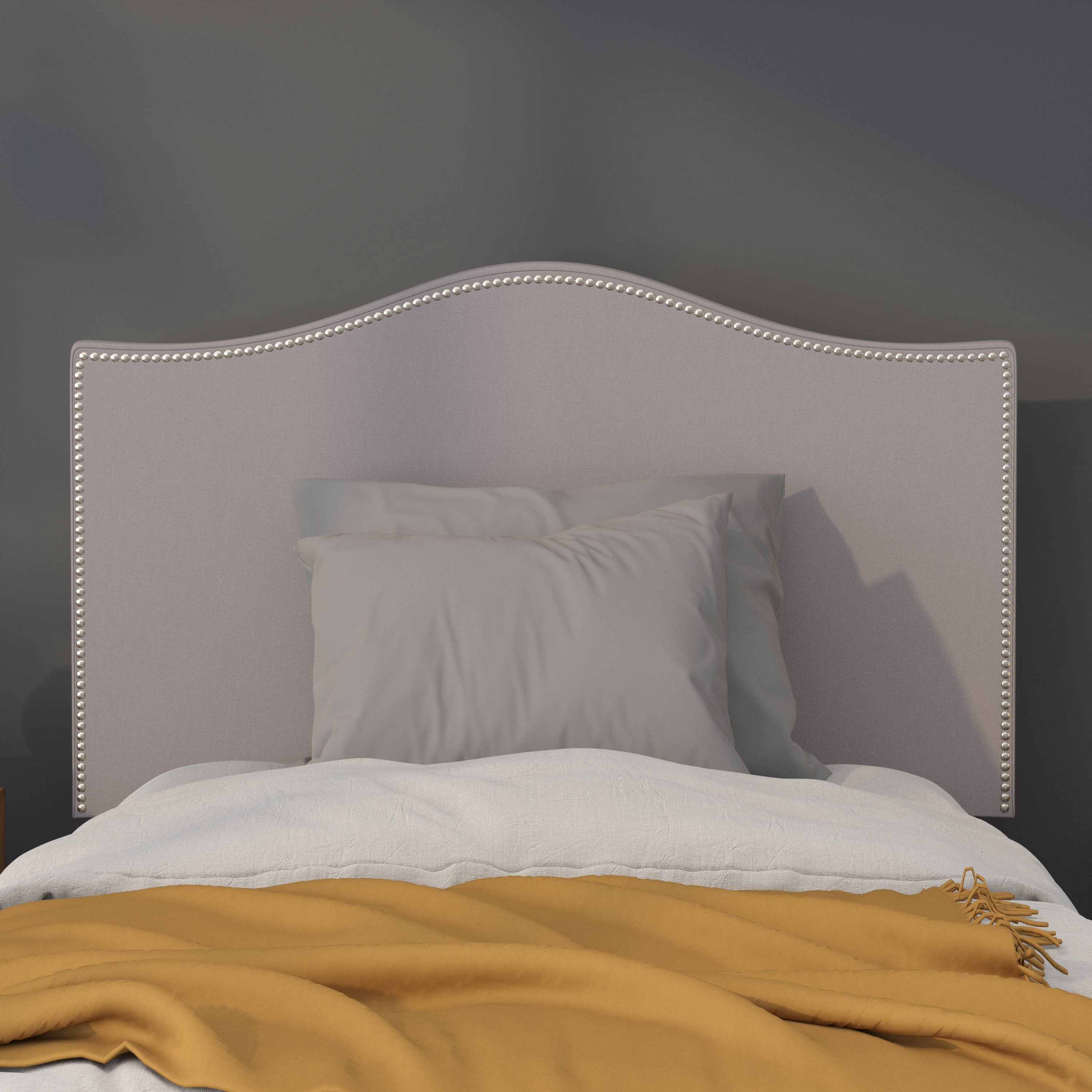 Flash Furniture Lexington Upholstered Twin Size Headboard with Accent Nail Trim in Light Gray Fabric