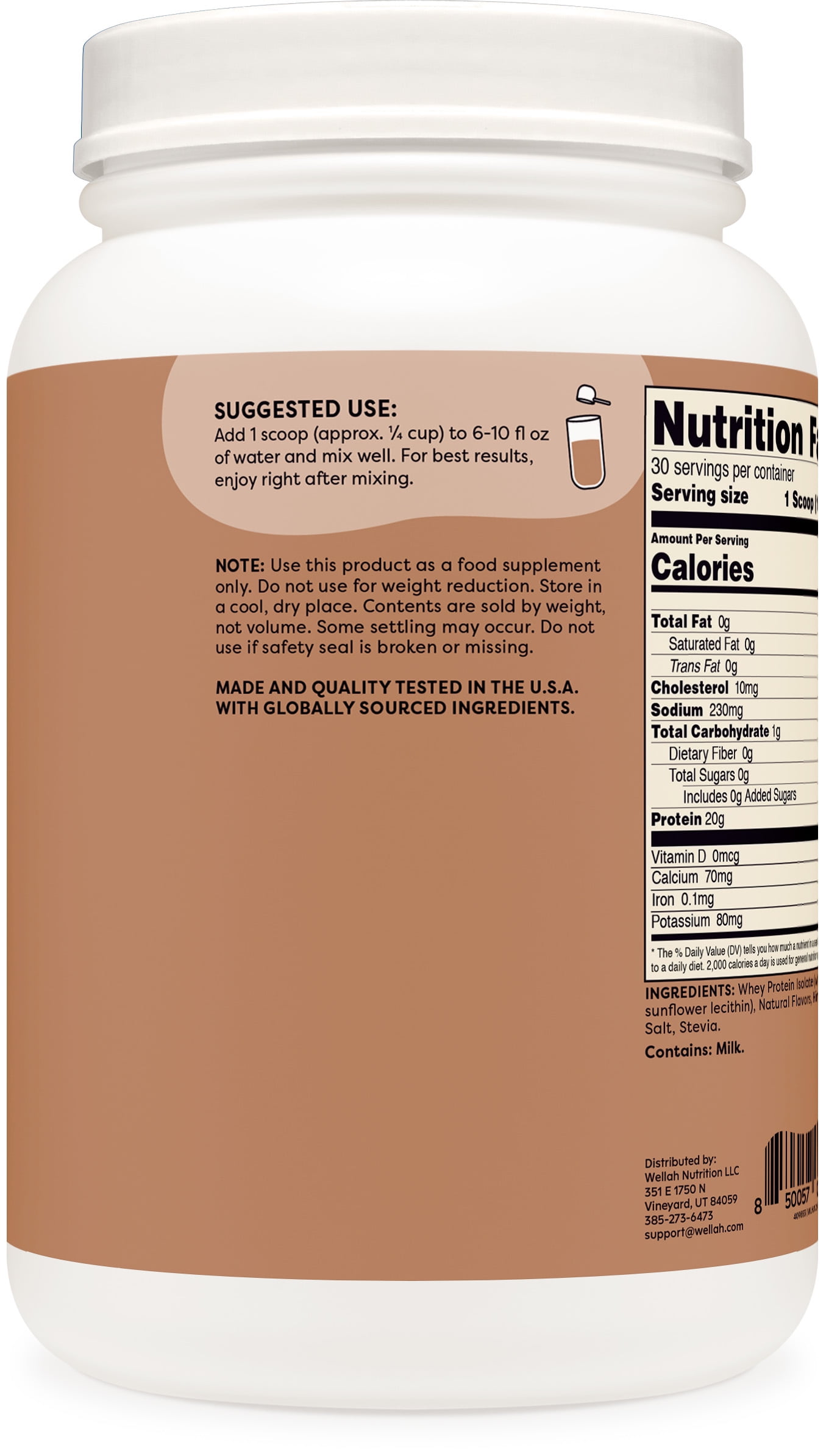 Wellah Your Whey (30 Servings, Coconut Flavored) - Whey Protein Isolate Protein
