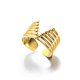 thumbnail image 1 of Anillo abierto retro de acero inoxidable en oro de 18 quilates para hombre y mujer, anillo cruzado, anillo de pareja, anillo de nicho para el cabello, 1 of 4