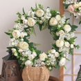 thumbnail image 5 of Artificial Wreath Handmade for Spring Vintage Floral Wreath Garland for Party Window Festival Decor Ornament , White White2, 5 of 10