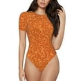 thumbnail image 2 of Picia Orange Glitter Womens One Piece Swimsuits Modest Tummy Control Bathing Suits Lace Up Slimming Swim Suit-Medium, 2 of 9