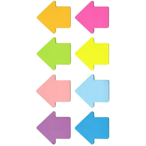 Arrow Shape Sticky Notes 8 Color Bright Colorful Sticky Pad 75 Sheets/Pad Self-Sticky Note Pads (8 Pads)