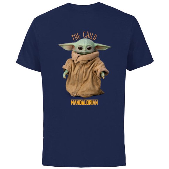 Star Wars The Mandalorian The Child Cute - Short Sleeve Cotton T-Shirt for Adults - Customized-Navy