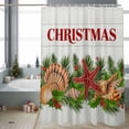 thumbnail image 2 of Christmas Shower Curtains Conch Starfish Berry Bath Curtain Pine Needle Wood Grain Waterproof Seasonal Bathroom Shower Curtain Set with Hooks Decoration 72 x 84 Inches, 2 of 8