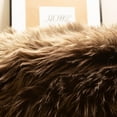 thumbnail image 5 of Ultra Soft Faux Sheepskin Fur Shag Rug Dark Brown 4' x 6' Sheepskin, 5 of 7