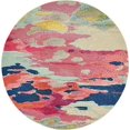 thumbnail image 2 of Unique Loom Estrella Collection Light Colors, Abstract, Modern, Vibrant Area Rug, 6 0 x 6 0 Round, Pink/Ivory, 2 of 5