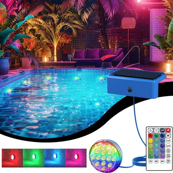 Solar Pool Lights Swimming Pool Solar Lights with Timer Multi-modes Magnetic Submersible Lighting Accessories for Poolside Fountain Hot Tub Outside Patio Night adorable