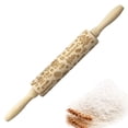 thumbnail image 1 of Wooden Christmas Rollers Natural Wood Embossing Rolling Pin For Baking Tool, 1 of 8