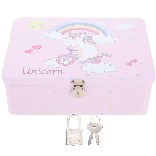 MasteelfCA Tinplate Storage Box with Lock Desktop Storage Box Tinplate Box Desktop Organizer
