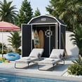 thumbnail image 2 of Heavy-Duty Black Resin Outdoor Storage Outdoor Storage with Floor - Lockable, Window & Vents - Waterproof Organizer for Tools, Bikes, Lawn Mower, Patio Furniture - 6x4.5 ft - Color: Black, 2 of 8