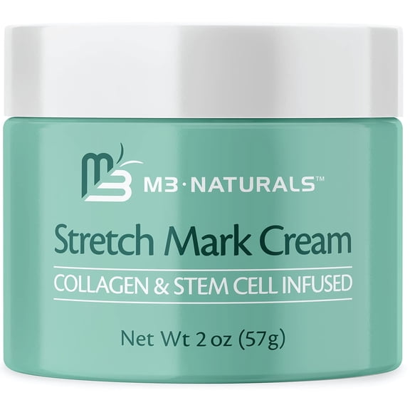 M3 Naturals Stretch Mark Lotion Maternity Scar Cream with Collagen and Stem Cells, 2 oz