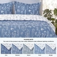 thumbnail image 3 of 3 Pieces Blue Floral Comforter Sets, 1 Botanical Flowers Reversible Comforter and 2 Pillow Shams, King Size, 3 of 10