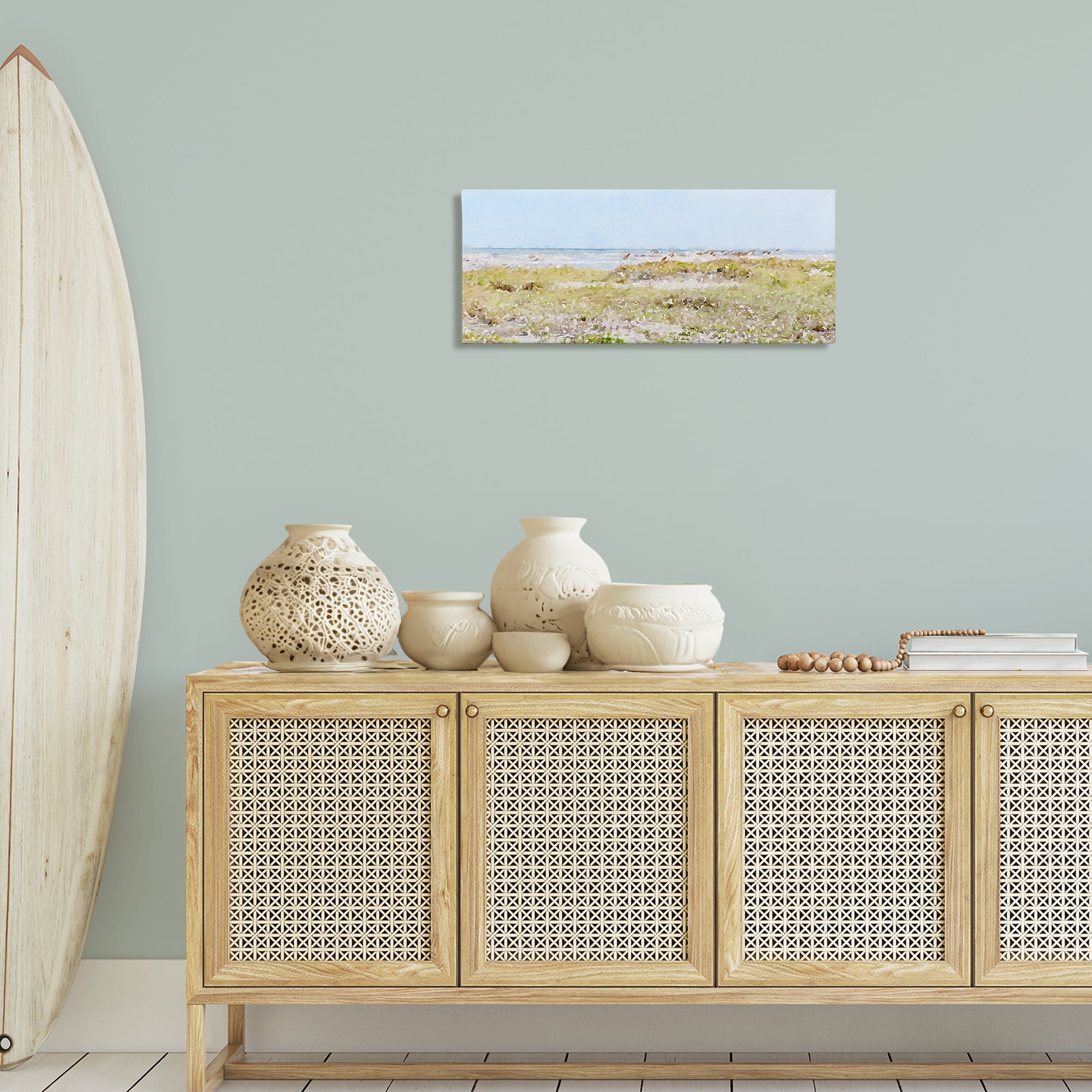 Stupell Industries Eastern Beach Grass Landscape Painting Gallery Wrapped Canvas Art Print Wall Art, 30 x 13