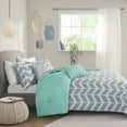 thumbnail image 4 of Intelligent Design - Senna -All Seasons Comforter Set -5 Piece - Teal - Geometric Pattern - King/California King Size - Includes 1 Comforter, 2 King Shams, 2 Decorative Pillows - Ideal For Guest Room, 4 of 5