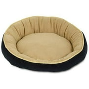 Angle View: Petmate Round Pet Bed with Elliptical Bolster 18"L x 18"W x 5"H