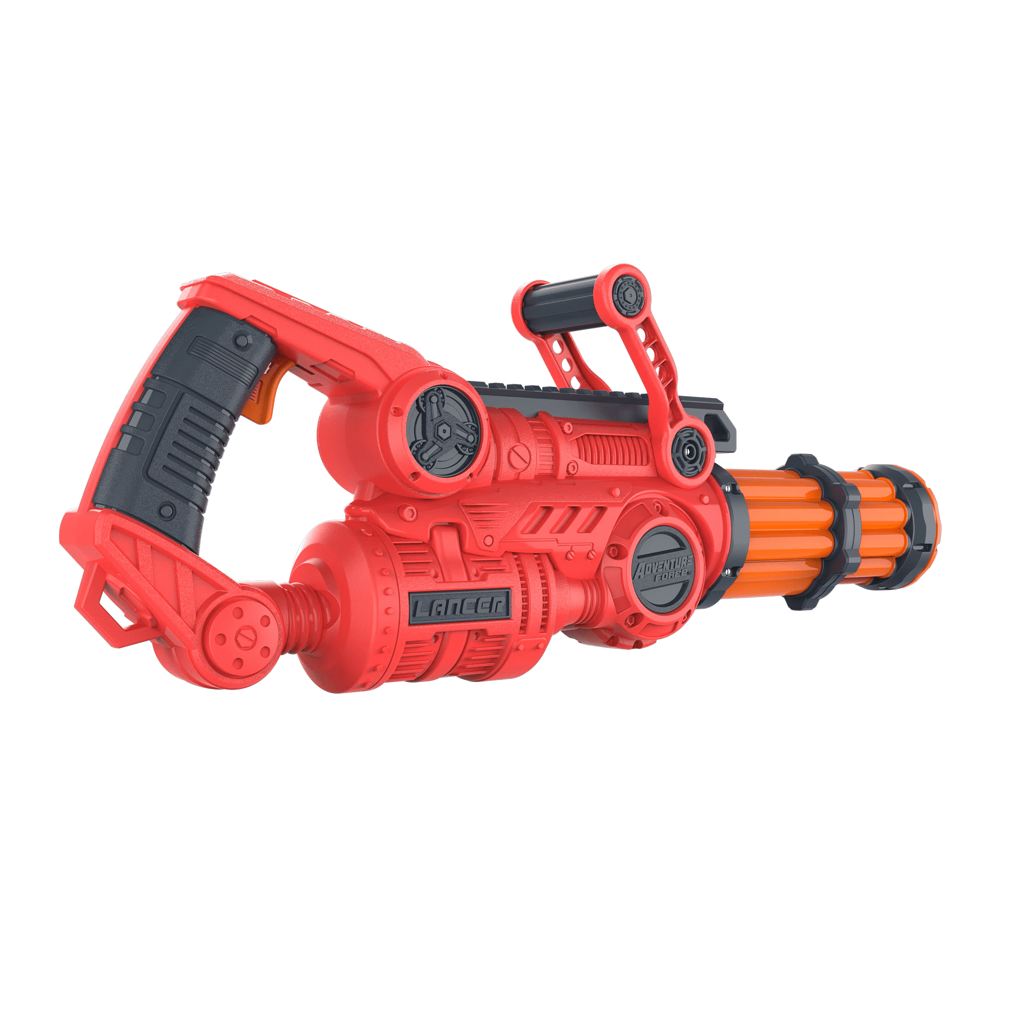 Adventure Force Lancer Pump-Action Manual Gatling Blaster, Rotating Barrel, Slamfire Power, 10 Waffle Tip Darts Compatible with Most Standard Full-Length NERF Elite and XShot Dart