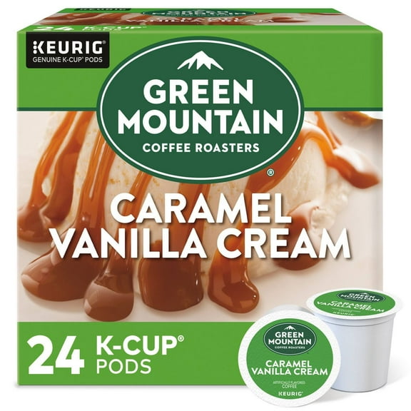 24ct Green Mountain Coffee Caramel Vanilla Cream Keurig K-Cup Coffee Pods Flavored Coffee Light Roast - Pack of 2