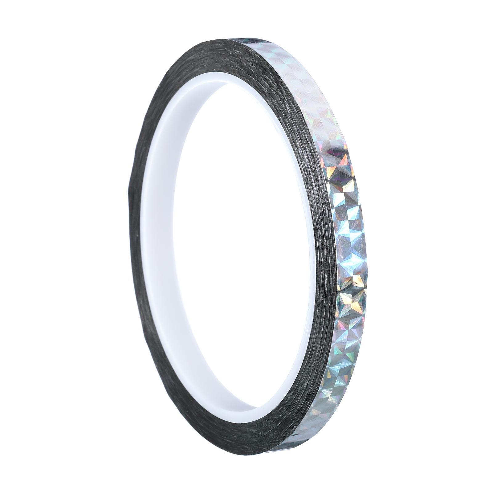 8mm x 50m Prism Tape, Holographic Reflective Self Adhesive for DIY Art Craft Wrapping Decoration, Silver