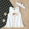 thumbnail image 2 of Baby Summer Clothes Toddler Girls Lace Solid Color Sleeveless Cute Bow Dress Two-piece Set Clothing Outfits, 2 of 8