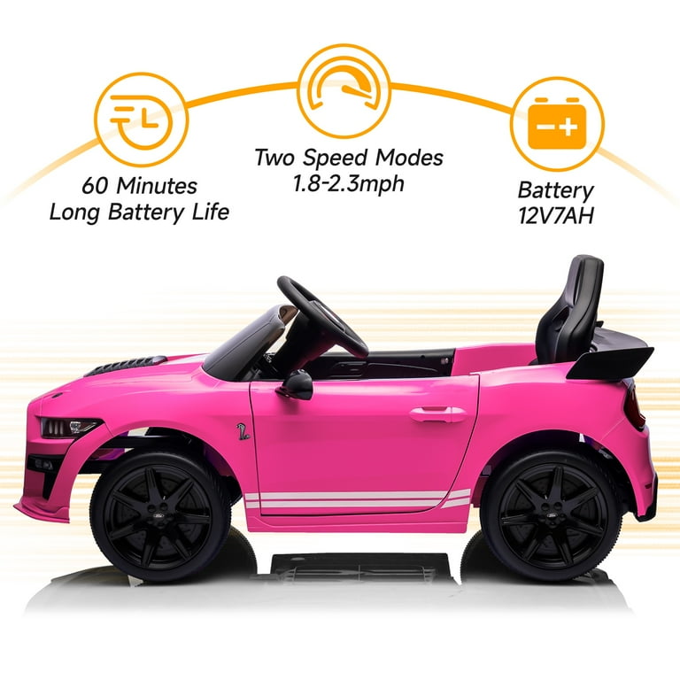 Ford Mustang Shelby 12V Drive Battery Ride-On Car, Pink with