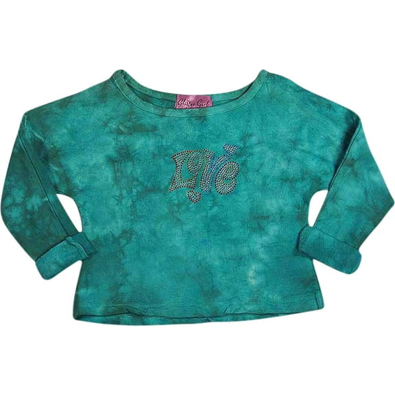 Glitter Girl - Little Girls LS Cropped Sweatshirt 37661-5 (jade love)