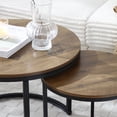 thumbnail image 4 of CQSXDA Set Of 2 Round Coffee Table Nesting With Top And Golden Frame Marble Pattern For Modern Living Room，Walnut, 4 of 6