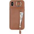 thumbnail image 3 of iPhone Xs Phone case Wallet for Women, iPhone Xs Phone case with Card Holder with Credit Card with Ring Kickstand Zipper Shockproof Slim Stand Case for iPhoneXS - Brown, 3 of 9