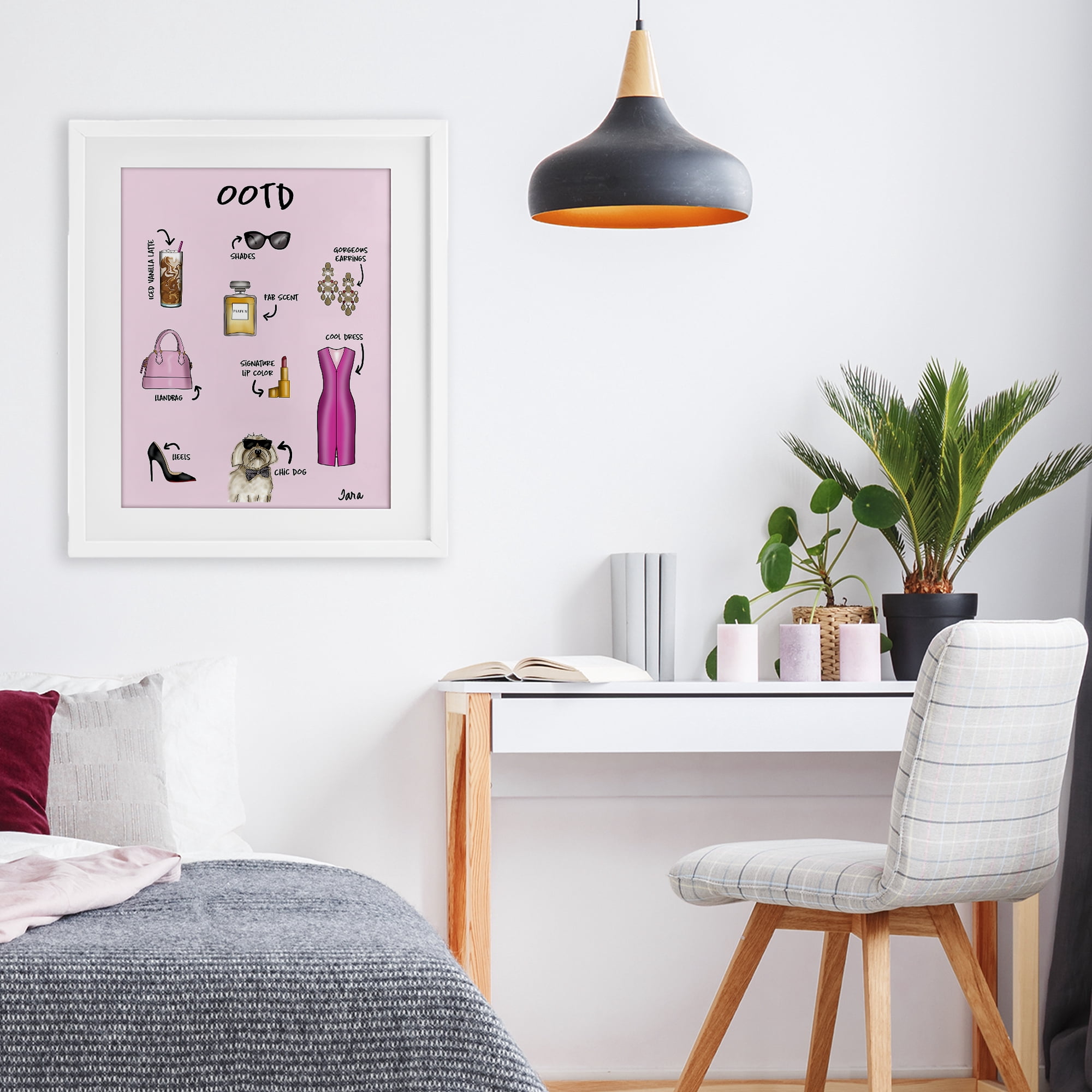 Stupell Industries Feminine Glam Outfit of the Day White Framed Print Under Glass, design by Tara Boone
