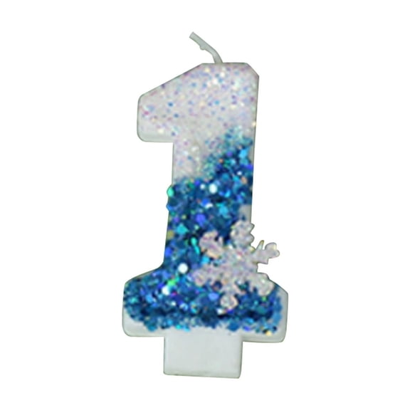 Blue Snowflake Birthday Candles Frozen Themed Number 1 Candles for Cake Topper Cupcake Decorations Party Decor Anniversary Celebrations Supplies