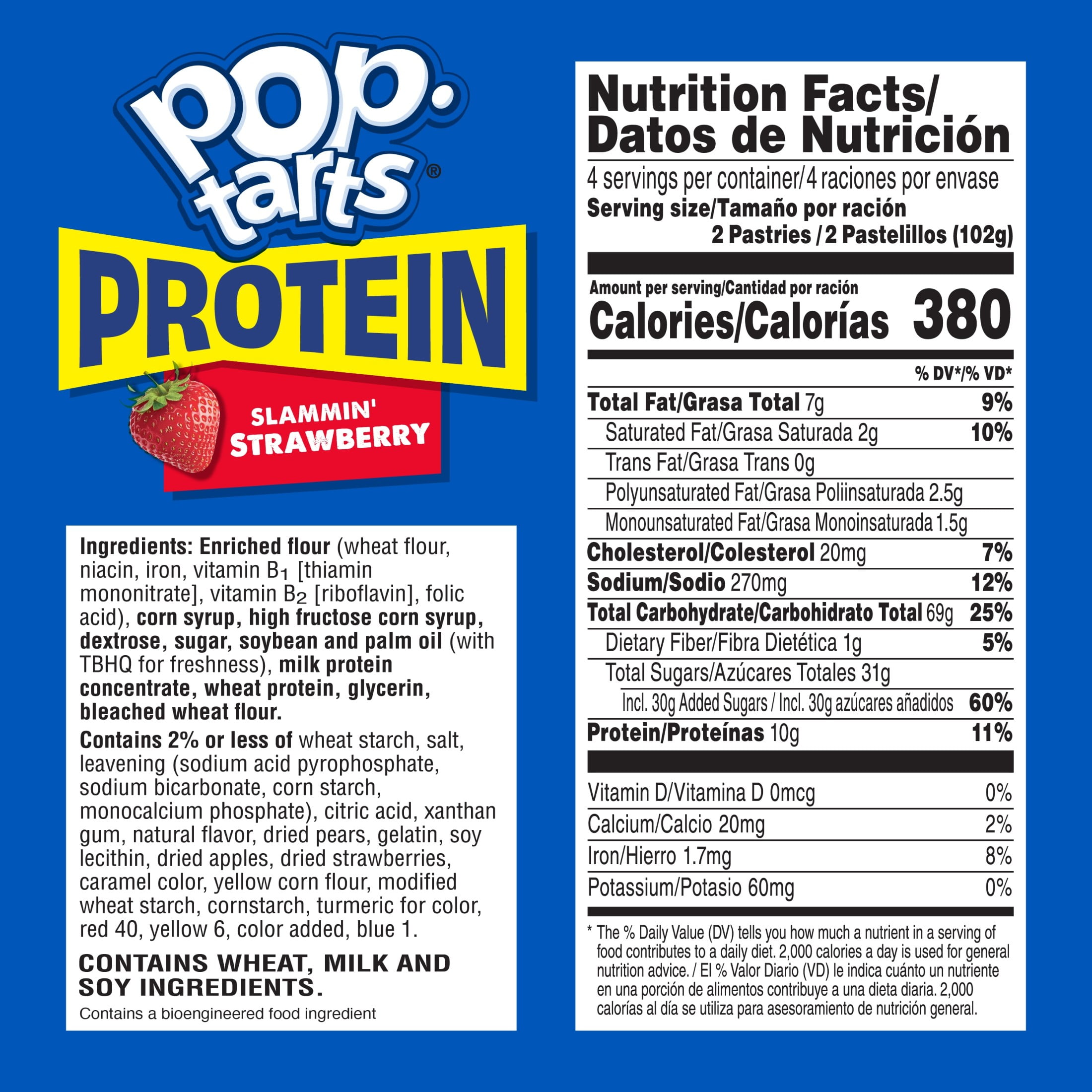 Pop-Tarts Protein Slammin' Strawberry Toaster Pastries, 10g Protein, Shelf-Stable, 14.3 oz (8 Count)