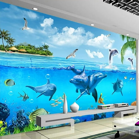 Blue Big Sea Dolphin Underwater World 3D Wall Painting Children Room Living  Room Bedroom Decoration Waterproof Mural Wallpaper 120Cm(W)×80Cm(H)  120cmX80cm - | Walmart Canada