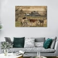 thumbnail image 5 of HFDF Farm Animal Wall Art Country Old Barn Pictures Wall Decor Rustic Canvas Print Farmhouse Landscape Painting Modern Home Artwork for Living Room Bedroom Bathroom Office, 18x12inch Framed, 5 of 6