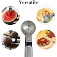 thumbnail image 5 of Cuchara para helado de acero inoxidable macizo, 2 paquetes de cuchara para helado de acero inoxidable con gatillo fácil, cuchara para frutas, cuchara para melón de agua, 5 of 5