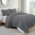 thumbnail image 2 of VCNY Home Staton 3-Piece Grey Geometric Polyester Quilt Set, Full/Queen, 2 of 6