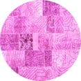 thumbnail image 1 of Ahgly Company Machine Washable Indoor Round Patchwork Pink Transitional Area Rugs, 3' Round, 1 of 4