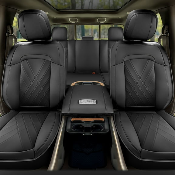 Seat Covers Full Set Truck Seat Covers - Compatible with 2007-2013 Chevy Silverado GMC Sierra 1500 Crew Cab & 2019-2025 2500HD/3500HD Crew Cab - Durable Black Truck Seat Cushion Set (Black)