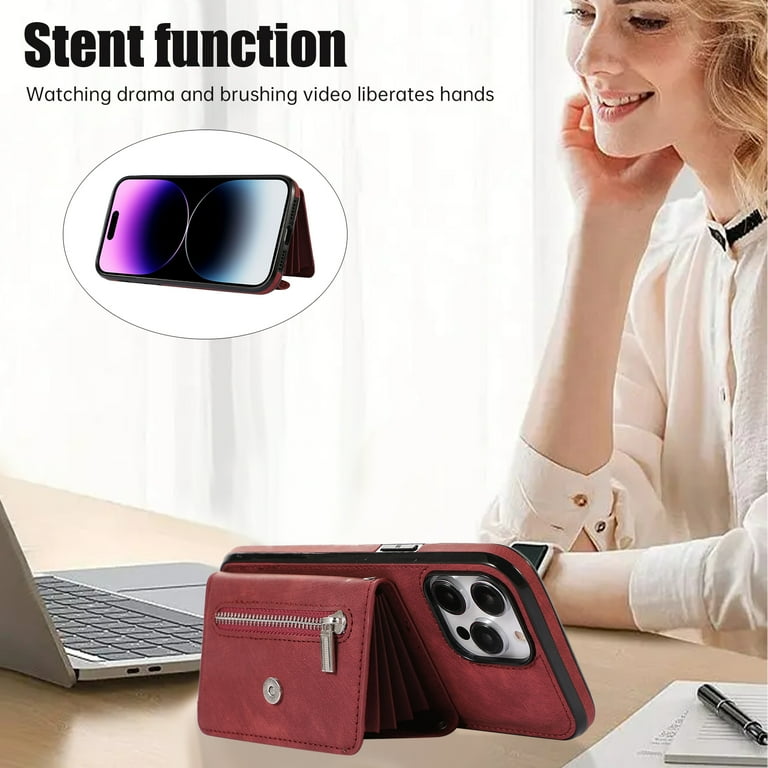 Case for iphone 12 Pro Wallet style phone case with wrist strap