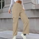 thumbnail image 2 of Pantalones cargo de cintura alta para mujer: pantalones anchos con 6 bolsillos, material de spandex, tallas XS-XXL, 2 of 4