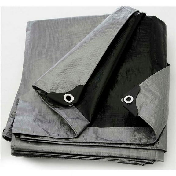 ST-2040 BOEN Heavy Duty Tarp, 14 x 14 Weave - Silver & Black - 20 x 40 ft.