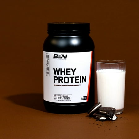 Bare Performance Nutrition  BPN Whey Protein Powder  Milk N  Cookies  25g of Protein  Excellent Taste & Low Carbohydrates  88% Whey Protein & 12% Casein Protein  27 Servings